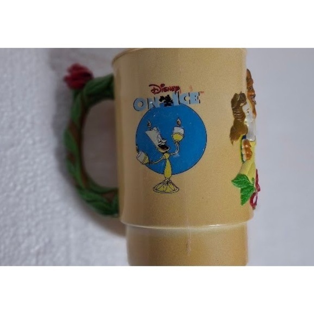 Disney On Ice Beauty and the Beast Mug 3D Rose Handle Souvenir Plastic Cup